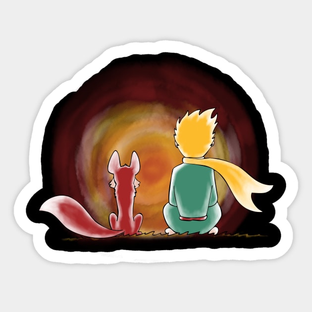 The Little Prince and the Red Fox Sticker by ggiuliafilippini